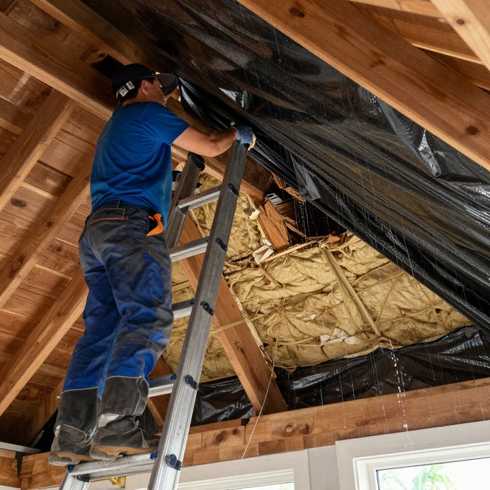 Roof repair attic rain in Edmonton