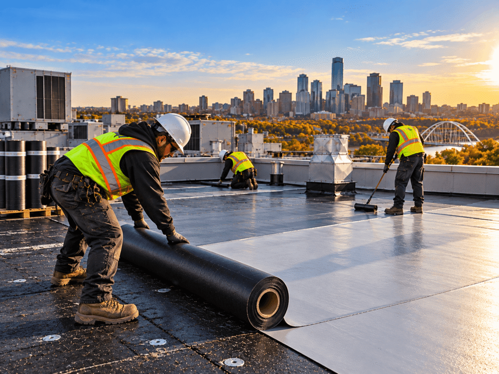 Golden Hour Rooftop Construction